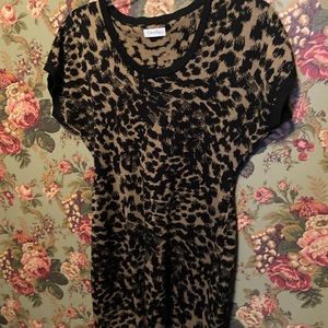 Calvin Klein Leopard Print Sweater Dress Sz Large